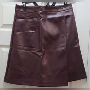 Ginasy Pleather Maroon A-Line Skirt Size M